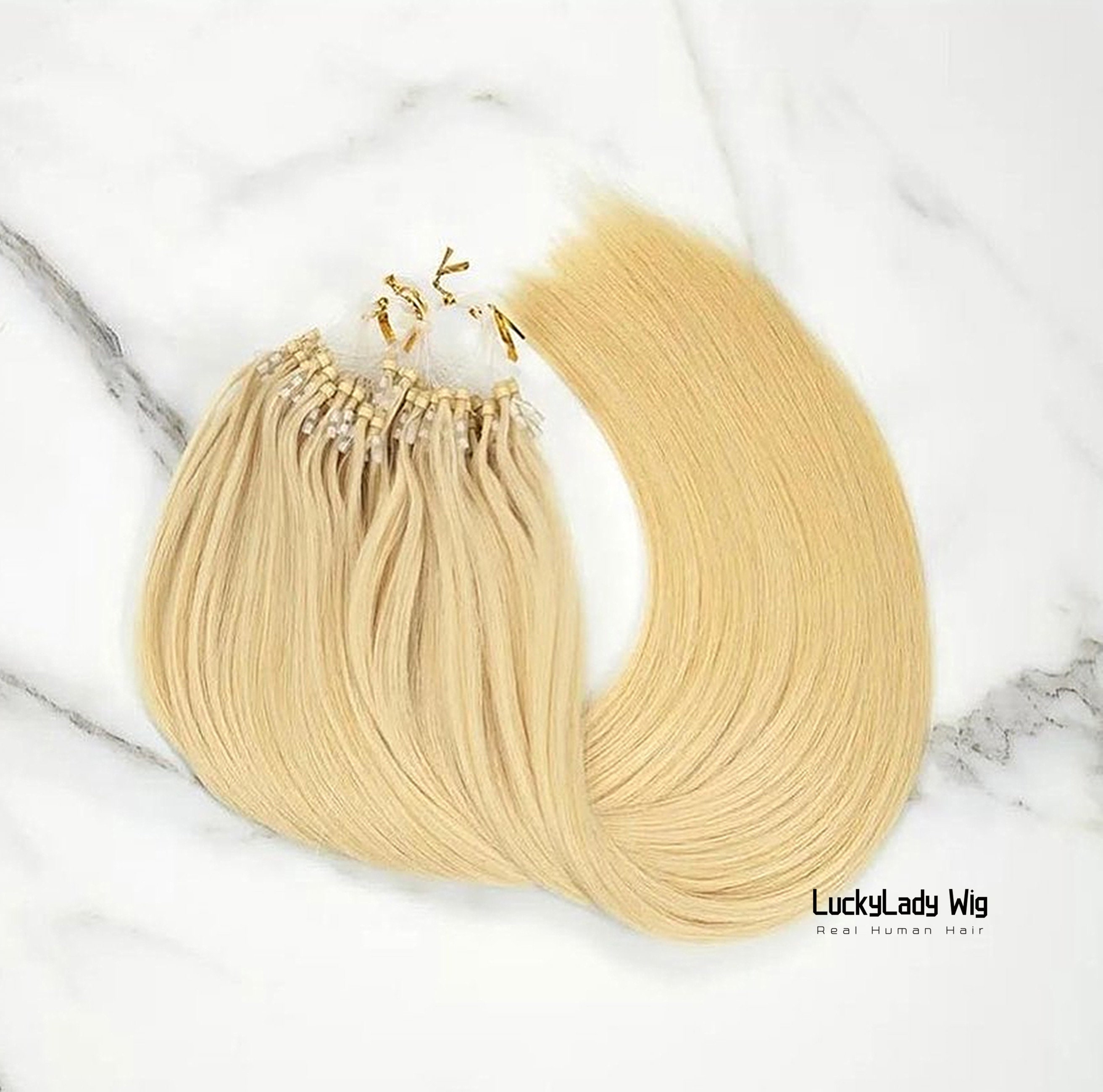 Micro 100 Loop Rings Beads Human Hair Extensions #613 18\