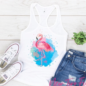 Flamingo Tank Top For  Women,Flamingo Tank Top,Water Color Flamingo shirt,Flamingo Shirt For Woman.