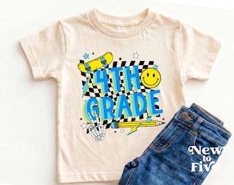 Fourth Grade Shirt, First Day Back To School Tee, Skateboard Kids T-Shirt, Boys School Shirts