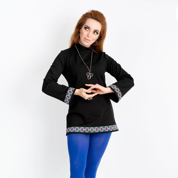 Tunika " Ethno" Pullover,Minikleid im Vintage Stil, 1960s,70s style