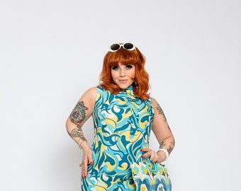 Dress "Wave", mini dress in vintage style, 1960s 1970s style