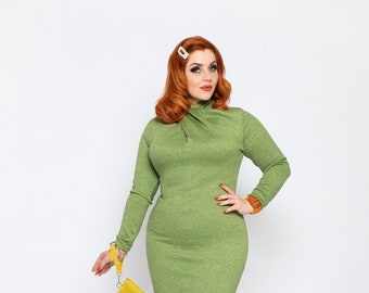 "Miss Loren" jurk, lurex, kokerjurk, vintage stijl