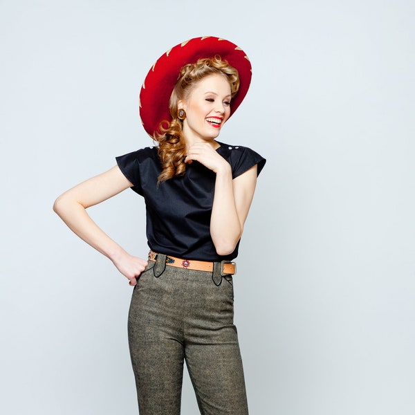 Bluse "Nashville black" im Vintage Stil