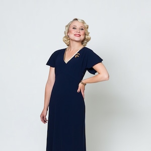 Dress Harlow, A-line dress with cap sleeves vintage style 1930s style