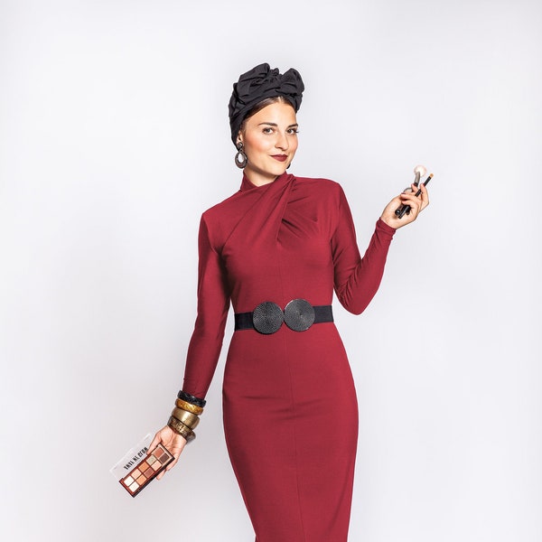 Kleid " Miss Loren" red, brown, pumpkin,green,rustyred, black or plum pencildress, vintage style