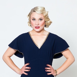 Blouse Harlow with cap sleeves in vintage 1930s style image 1