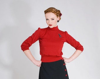 Shirt " Marie" im Vintage Stil, Rollkragenpullover, Jumper, 1940s style