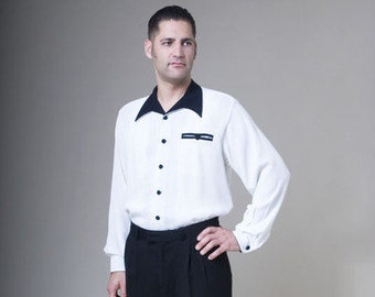 Shirt "Yves", men's shirt with shark collar, 1950s style