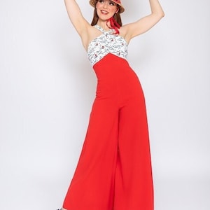 Overall, jumpsuit “Deauville Sail”, beach suit in vintage style, 1930s style
