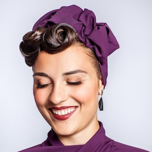 Bande turban Judy de style vintage, look années 40, différentes couleurs Aubergine