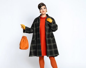 coat "Jean" 1960s style, A-line, checked