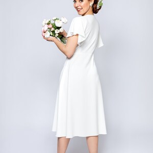 Wedding dress Harlow White, A-line dress with cap sleeves in vintage style, 1930s style image 2