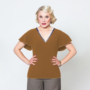 Blouse Harlow with cap sleeves in vintage 1930s style image 5