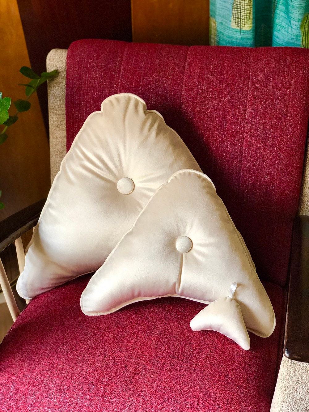 4-Vintage 70's MECO Shagalicious Plaid Upholstered Cushion