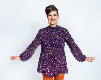 Blouse "Megan" tunic in vintage style, 1960s style