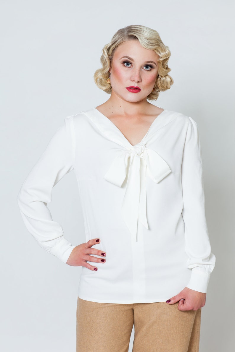 Bluse Greta Longsleeve, Schluppenbluse im Vintage Stil Bild 2