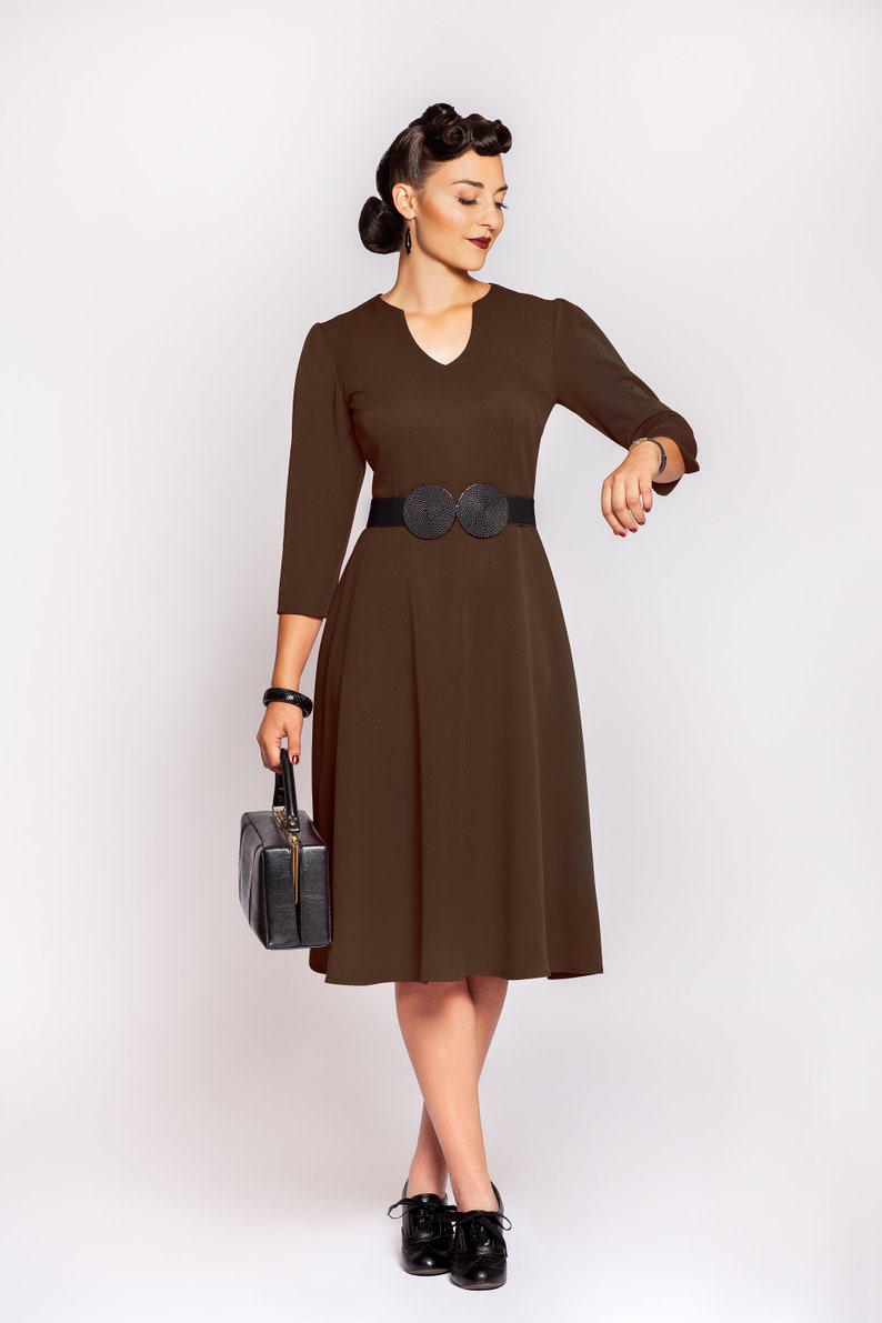 Dress Violet swing dress in 1940s vintage style, various colors image 4