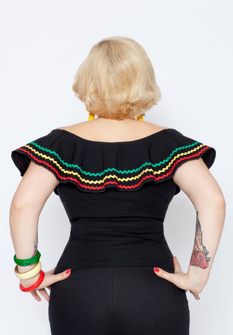 Carmenshirt Mexican Letty , Shirt im Vintage Stil, 1950s style Bild 3