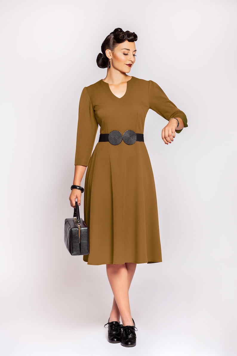 Dress Violet swing dress in 1940s vintage style, various colors image 5
