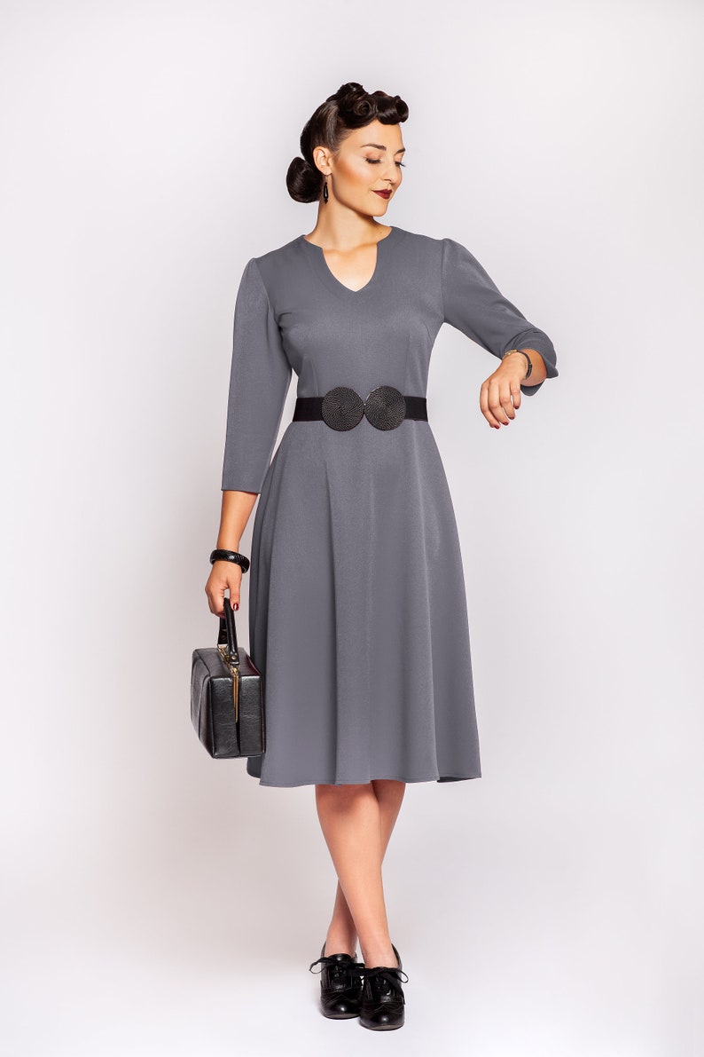 Dress Violet swing dress in 1940s vintage style, various colors image 6