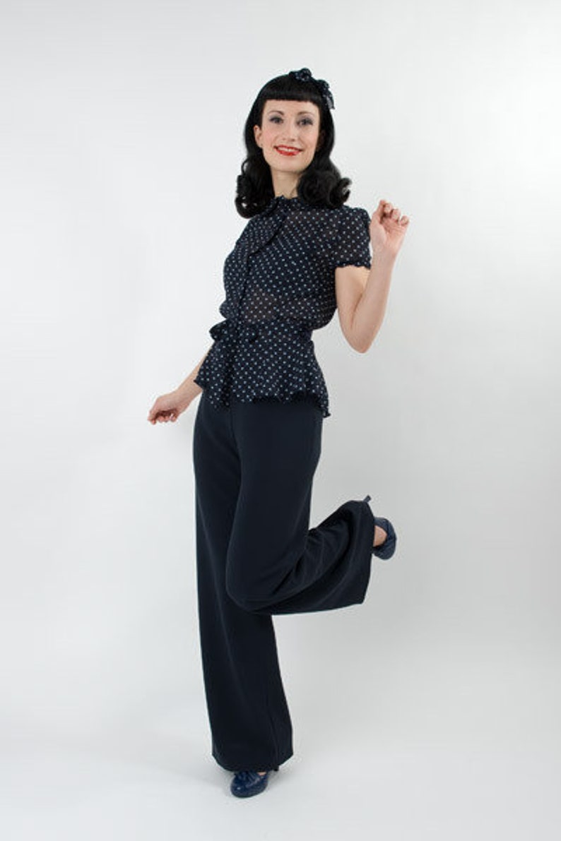 Hose Boogie, Marlenehose Vintage Stil Navy