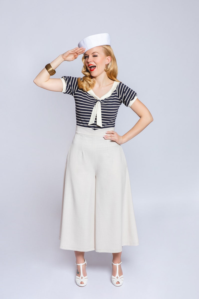 Sailor Dresses, Nautical Theme Dress, WW2 Dresses Trouser skirt 