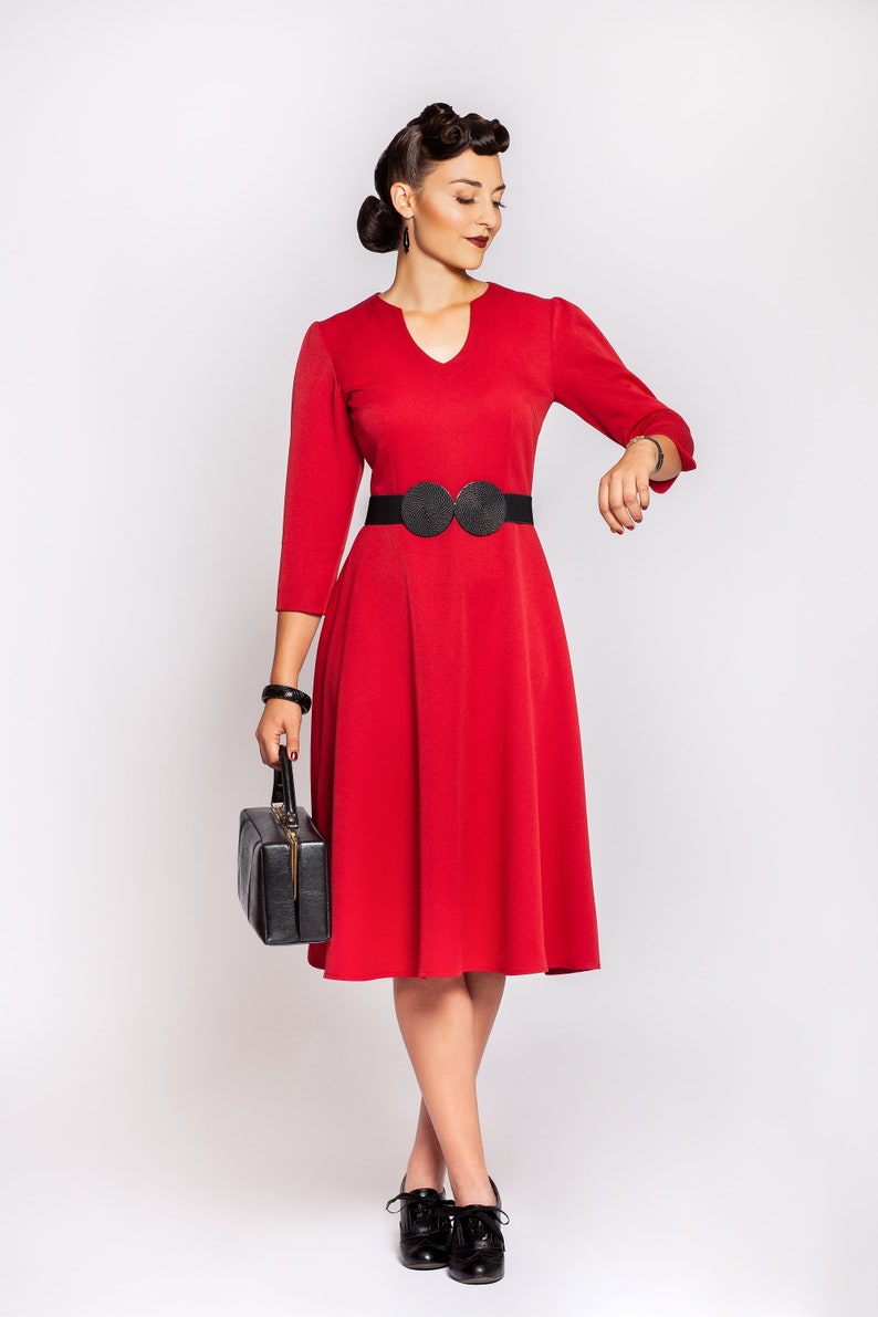 Dress Violet swing dress in 1940s vintage style, various colors image 1