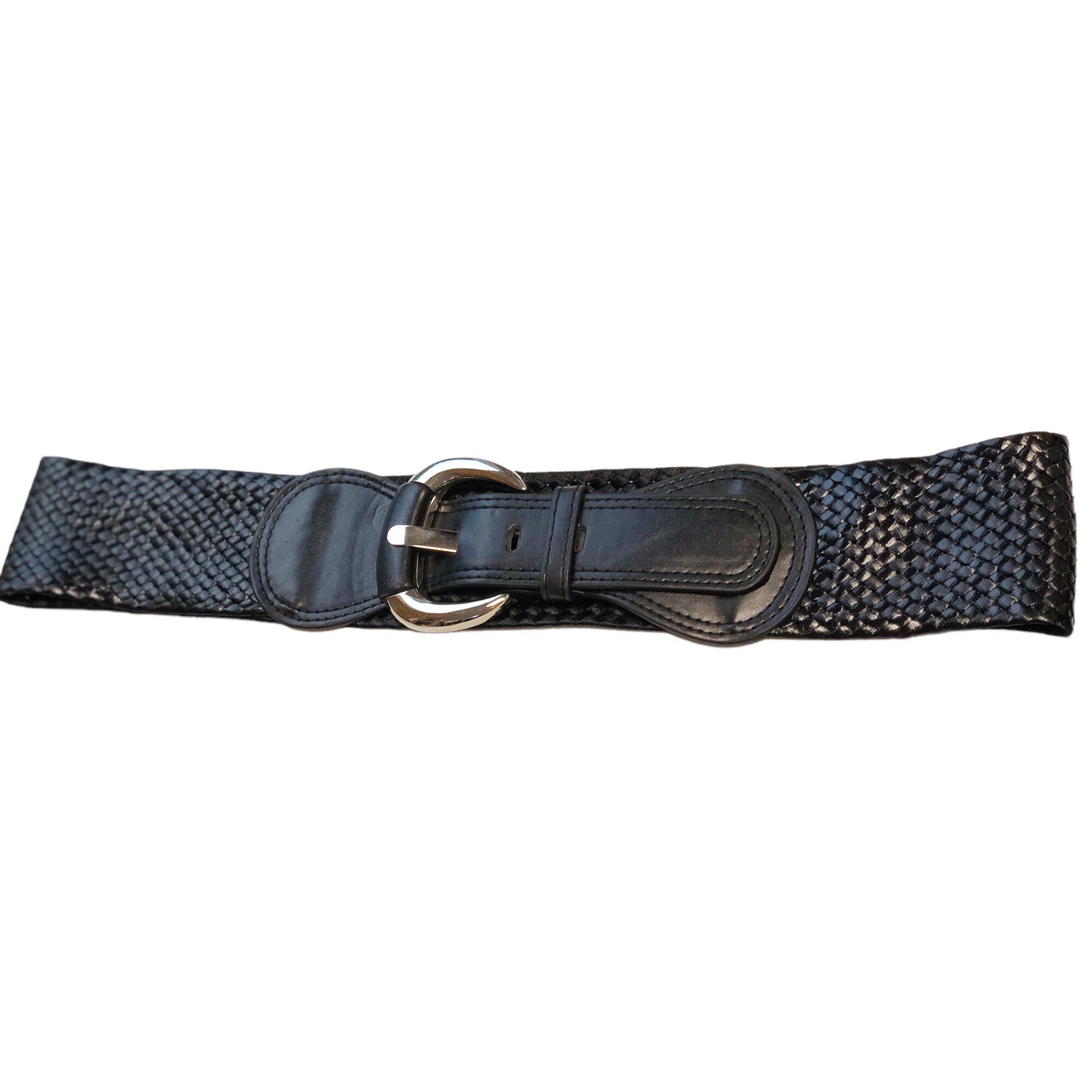 Braided Snakeskin Belt Embossed Authentic Anaconda Belt with Covered Buckle - w  main image 4