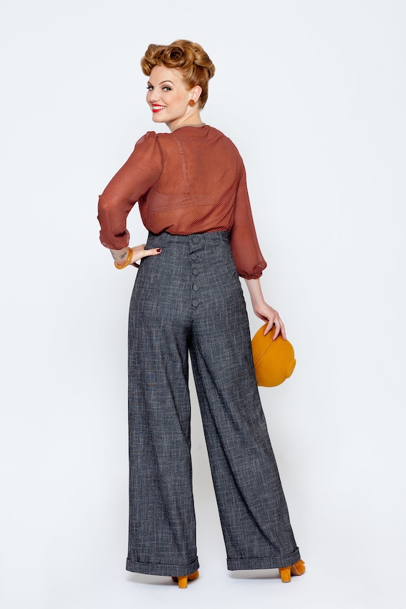 Marlenehose„Hollywood“, mit Knöpfen im Vintage Stil