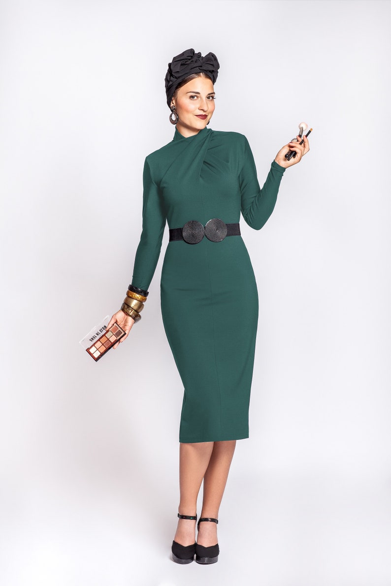 Kleid Miss Loren red, brown, pumpkin,green,rustyred, black or plum pencildress, vintage style Bild 5