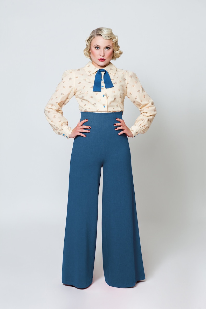 Pants Ginger, highwaist Marlene pants in vintage style, 1930s style image 1