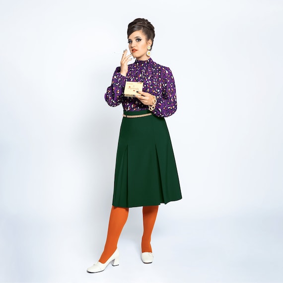 Vintage-Inspired Colorful Patterned A-Line Skirt Vintage-Inspired Colorful Patterned A-Line Skirt