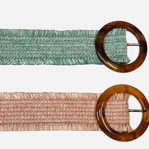 Belt &quot;Riviera&quot;, raffia belt in vintage style