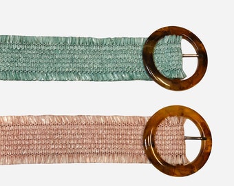 Belt "Riviera", raffia belt in vintage style