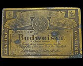 Budweiser Bud Lager Beer Logo Anheuser-Busch Bar Party 70s Vintage Belt Buckle