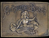 Budweiser Beer Bud Anheuser-Busch St Louis Drinker Gift 1970s Vintage Belt Buckle