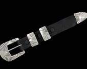 Sampson Werito Sterling Silver 925 Navajo Native American Handmade Old Dead Pawn Ranger Set Western Cowgirl 3 4 New NOS Vintage Belt Buckle