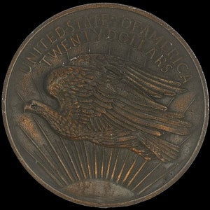 Saint Gaudens Gold 20 Dollar Double Eagle Coin Twenty Dollar 1970s Vintage Belt Buckle Currency Collector United States Liberty