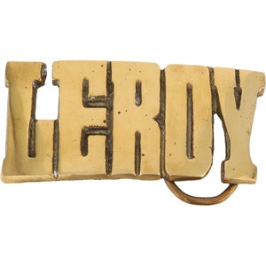 Novo crachá de latão Leroy Lee Roy Leeroy anos 70, fivela de cinto vintage, hippie retrô, bolha, letra, Olá, meu é