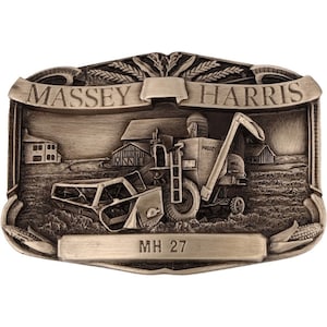 New Massey Harris MH 27 Tractor Ferguson Farmer Farming NOS Vintage Belt Buckle Farm Equipment Machinery Implement Sign Logo Ji Ih