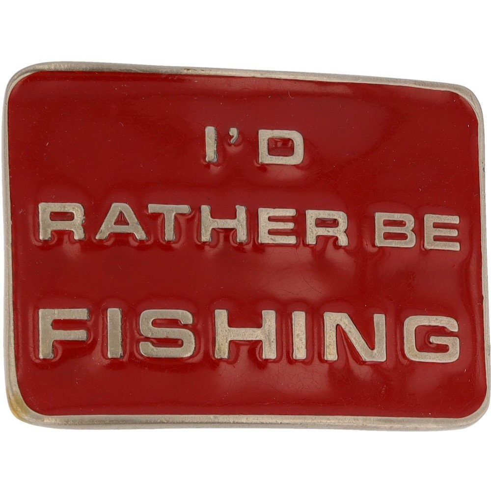 Bass Fishing Fish Fisherman Gift Western Cowboy 1980s Nos Vintage Belt Buckle I'd Rather Be Largemouth Master Angler