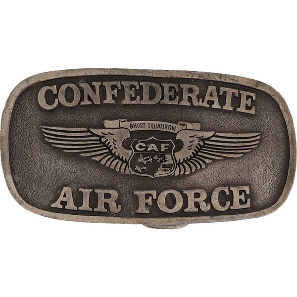 Commemorative Confederate Air Force Caf Texas Ghost Squadron 1970s Vintage Belt Buckle Usaf Wwii World War 2 Aviation Ii Jet Warbird Museum