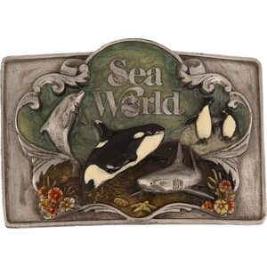 New Sea World Theme Amusement Park Shamu Killer Whale Dolphin Nos Vintage Belt Buckle Dolphin California Marine Life Ocean Exhibit Aquatic