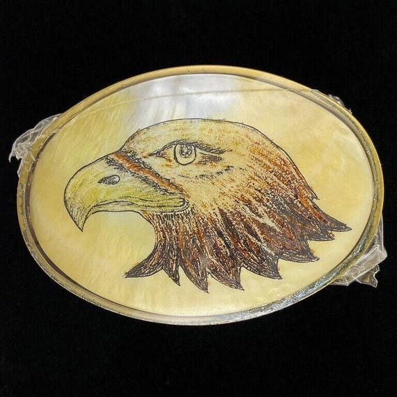Vintage golden hands vintage bird buckle Adorable Lee Bernay ~ Golden Hands Vintage Owl Belt Buckle  main image 3