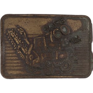 Fibbia per cintura vintage anni '80 per attrezzatura agricola con sterzo a ruota Case 764 Heavy Duty