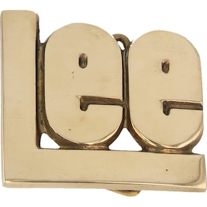 Novo crachá de latão Lee Lea Leigh anos 1970, fivela de cinto vintage, hippie retrô, barra de letras em formato de bolha, Olá, meu é
