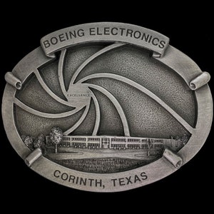 Boeing Electronics 1980s NOS Vintage Belt Buckle Aviation Aircraft Airplane Plane Pilot Aerospace Corinth Texas