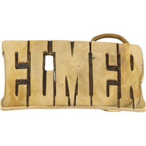 Etiqueta de nombre de latón nuevo Elmer Elmo Elmar Elmerton, hebilla de cinturón vintage de los años 70 con letras de burbuja estilo hippie retro Hola mi Is