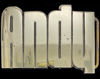 Andy Andrew Andrea Name Retro Old School Hippie Western Solid Brass 1970s NOS Collectible Vintage Belt Buckle