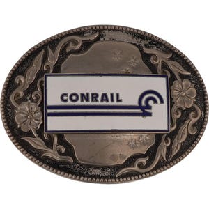 Cr Conrail Train Freight Rail Consolidated Operations 81 Nos Vintage Belt Buckle Service North East Corridor Railroad Locomotiva Ferroviária